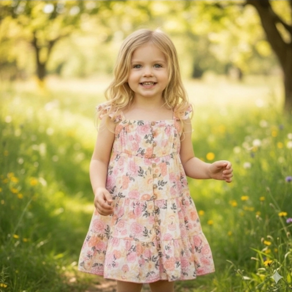 Rachel Ashwell Shabby Chic Girls 2T Pink Floral Sun Dress Cottagecore